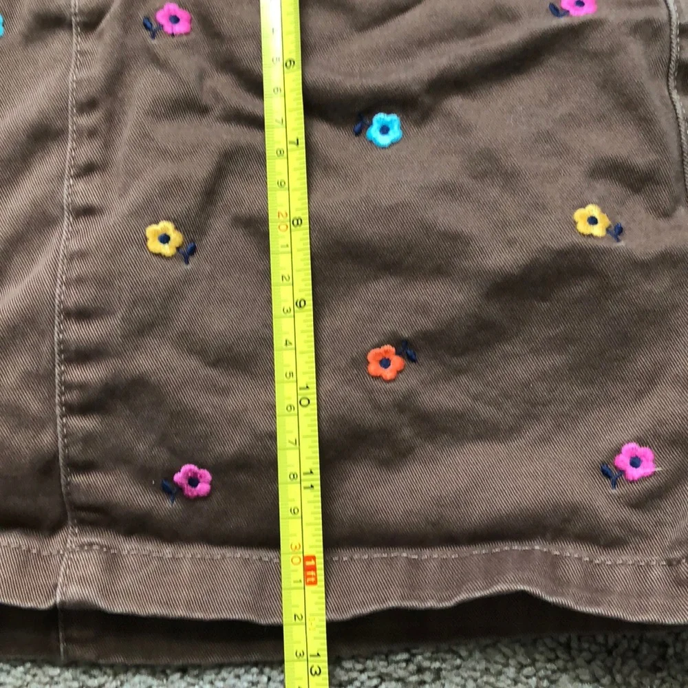 Gap Skirt Girl Size 10 Regular Brown Embroidered Flowers Adjustable Waist Shorts